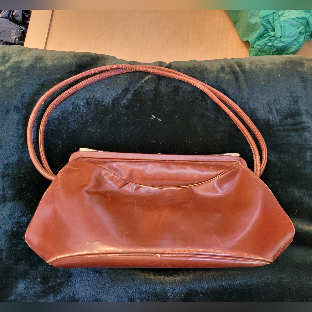 Vintage 1950s DAL'ON Brown Leather Handbag